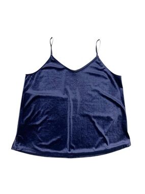 Ann Taylor Dark Purple Velvet Cami Tank Top Adjustable Spaghetti Strap Size XL